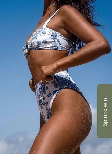 Berlook Floral High Waist Bikini Bottom ONLY 67 White Size L