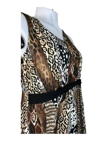Elementz Maxi Dress Sz M Sleeveless Multi color animal print Brown Beach summer
