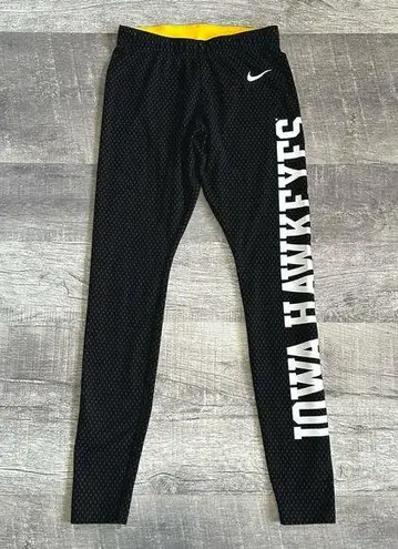 Nike  Iowa Hawkeyes Stretch Active Leggings Womens S Black Grey Dotted Spellout