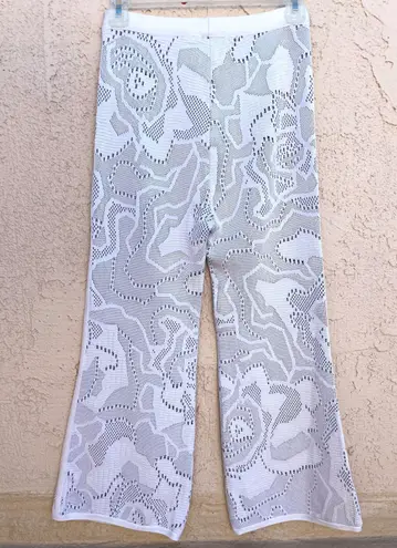 Herve Leger Noelle rose plaited jacquard high rise cropped flare pants S small