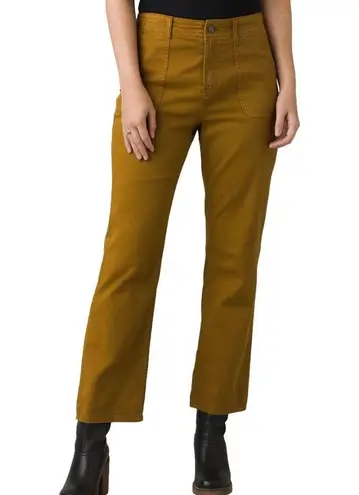 prAna  Sancho Slim Chino Pants Women's Size 10 Brown Yellow Organic Cotton