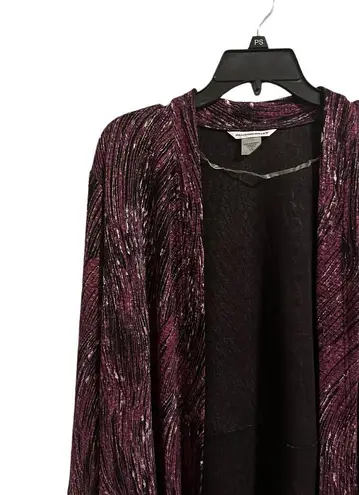 Allison Daley Women's Large 3/4 Sleeve Purple Striped Open Cardigan