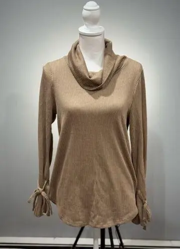 Pleione CLEARANCE! Tan Ribbed Cowl Neck Sweater Size S EUC