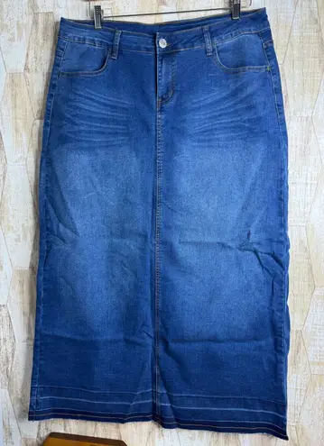 BE GIRL USA Womens Denim Maxi Skirt XL Blue Stretch Jean Size undefined