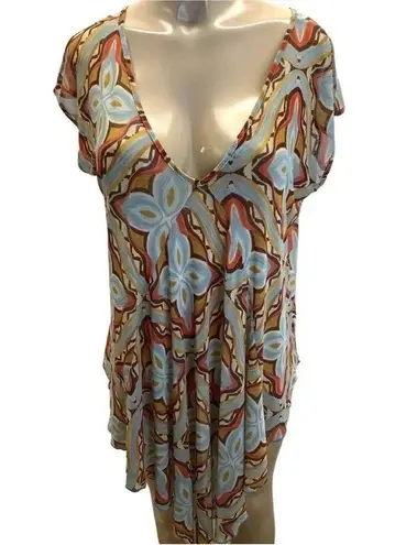 Cha Cha Vente Size Medium Hi Low Style Mesh Top. New Without Tag Blue