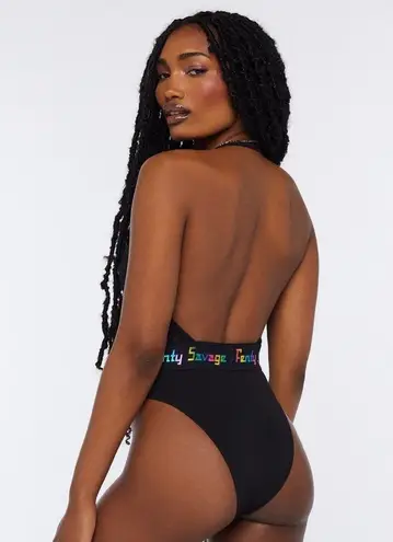FOREVER SAVAGE BODYSUIT WITH RAINBOW LOGO Black