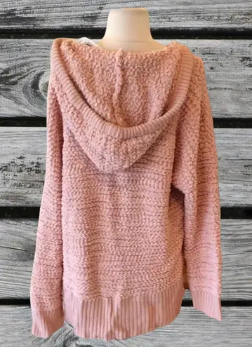 New Direction Peachy Pink Sweater Pullover Popcorn Hoodie NWT Womens Large