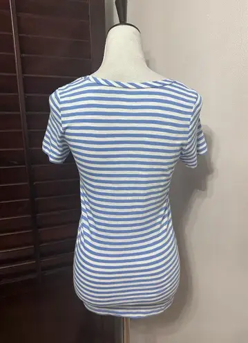 Caslon  Womens T-Shirt Blue White Striped Short Sleeve Scoop Neck XXS New