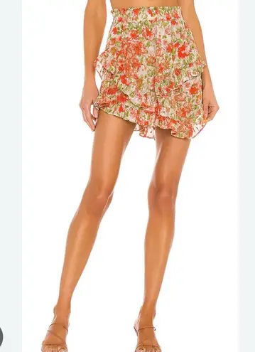 MISA Los Angeles Palma Mini Skirt, Valencia Floral Red & Green | Size M