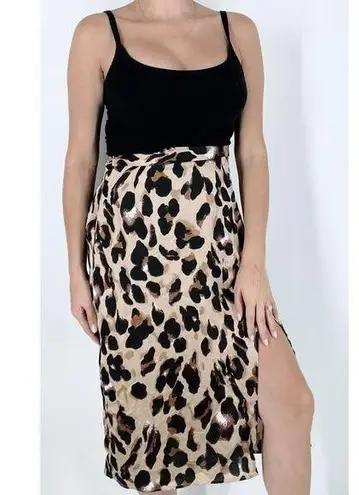 Missy Empire NWT Brown Leopard Print Wrap Midi Skirt Size 2