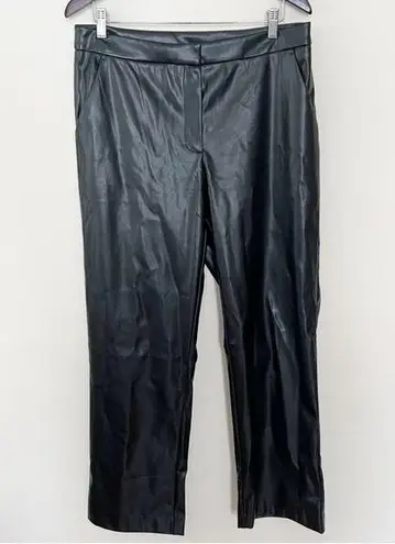 Alexia Admor Black Faux Leather Wide Leg Trouser Pants Size 12 Formal Dressy