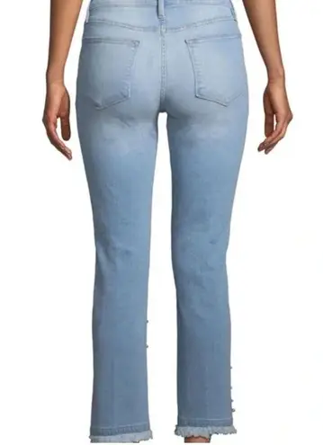 frame denim Frame Le High Straight | Pearl Accent Embellished stretch jeans | 27 | Fray crop