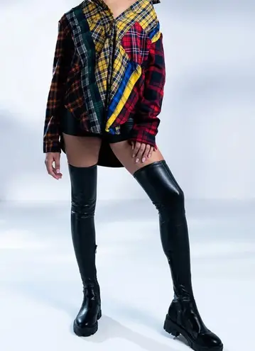 Azalea Wang Black Late Nights Over the Knee Boots Size 11