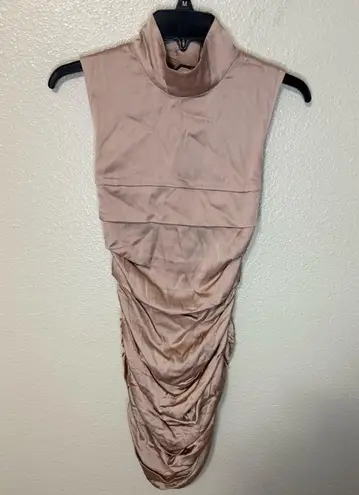 Dundas X Revolve Grace Mini Dress in Blush Pink Small, High Neck, Open Back XXS