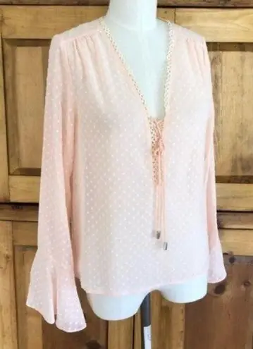 Lucy Paris Blouse S NWT Swiss Polka Dot Sheer Pink