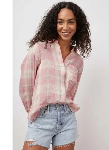 Rails Ellis Rose Sand Ivory Button Up Shirt Size S Pink