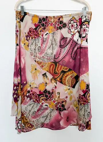 Y2K Baranda Mixed Media Patchwork Print Skirt Multicolor Size XL Boho Fairy Pink - Image 1