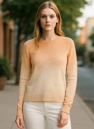 NWT Faherty Muir Sunset Dip Dye Crewneck Knit Sweater Small Organic Cotton Tan