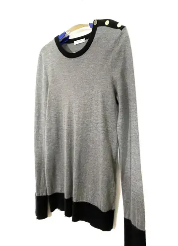 Equipment Femme Ondine Pullover Sweater Gray Silk Cashmere Button Detail Small