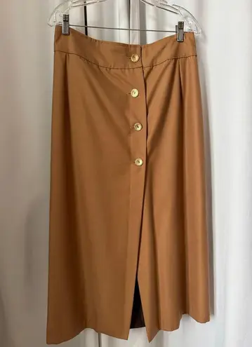 Vintage OOAK high waisted Brown wrap maxi skirt gold button closing large