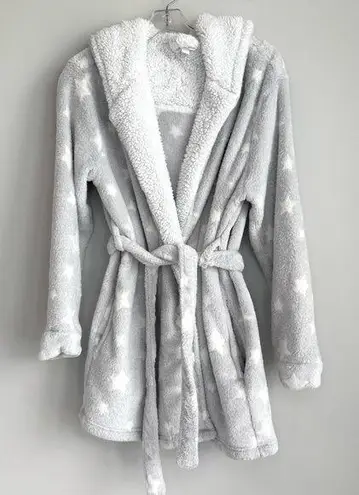 Women's Star Print Cozy Robe with belt Gray XS/S Target Size undefined