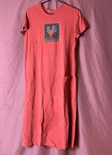 VINTAGE RED ROOSTER TEE SHIRT CHORE DRESS