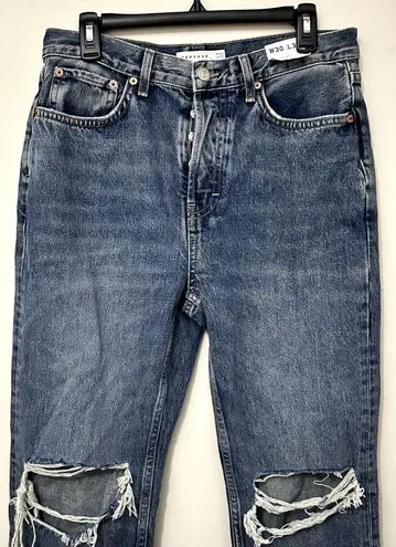 Topshop  Women's Dad Jeans Distressed High Rise 8/30 NWT Button Fly