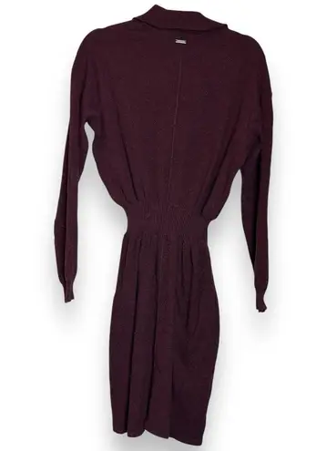 prAna Milani V-Neck Dress Mulberry Knit Sweater Women Small Cinched Waist
