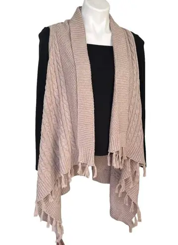 Matilda Jane Mind’s Eye Cable Knit Tassel Sweater Vest in Tan, Sz XS
