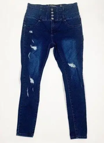 Chic Denim Womens Jeans Blue Size 14S Asha Corset Skinny Button Fly Distressed