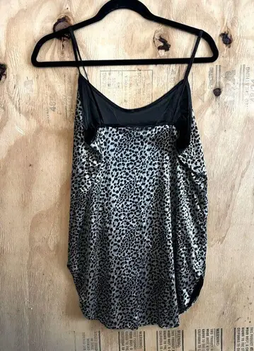 Vintage 90s Romantic Moods Leopard Print Silver & Black Metallic Slip Dress S