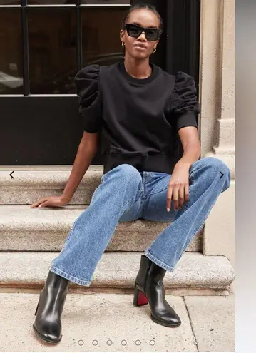 Soldout.NYC Large Just Enough Puff Short Sleeve Sweatshirt Black Fleece Crewneck