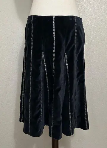 Soft Surroundings NWOT Black Velvet Sequins A-Line Flare Skirt