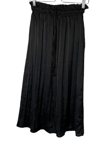 Magaschoni M Womens Black Pleated Midi Skirt Drawstring Waist XS