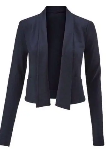 CAbi Navy Knit Cropped Cardigan Jacket