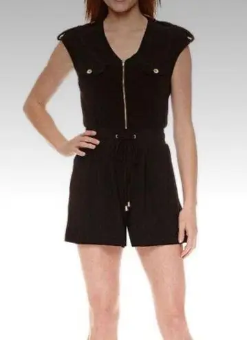 Emma & Michelle Emma And Michele Short Sleeve Romper - Black - Size Medium