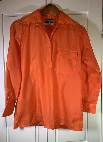 Obermeyer Nylon Wind Shirt Womens Medium Orange High Visibility Crew VTG Vintage