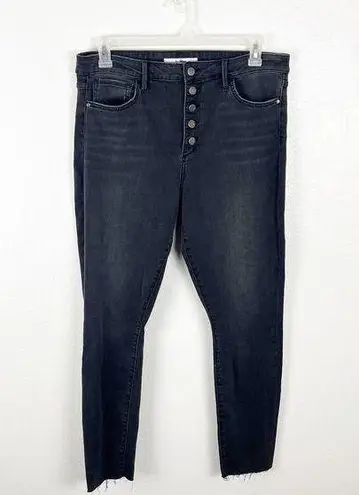 Sam Edelman  The Stiletto Skinny High Rise Exposed Button Fly Frayed Hem Jeans