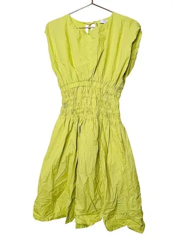 EDUN CHOI X RTR Neon Green 100% Cotton Scoop Neck Poplin Midi Dress Size 2
