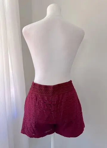 Justice Cranberry Colored Crochet Shorts