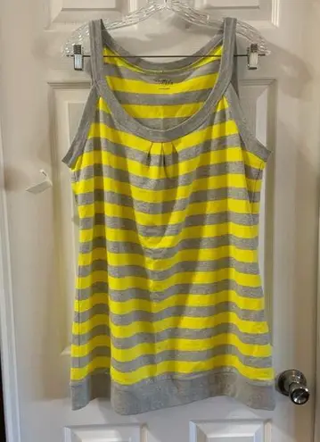 New York And Company Yellow/Grey Striped Dress Large