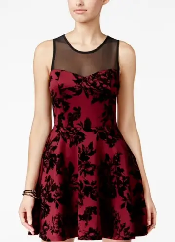 Trixxi ] Velvet Lace Print Mesh Flocked Skater Dress Size 3X - Image 1
