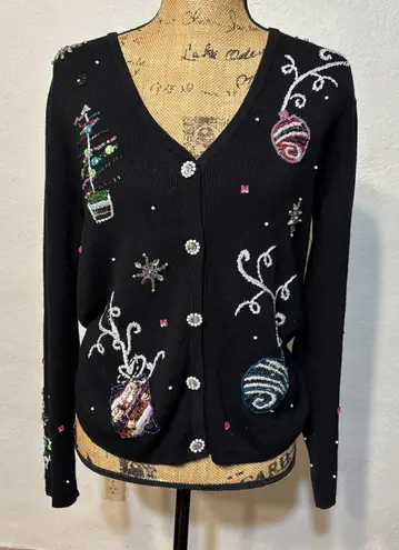 K.I.K.I.T Black Ugly Holiday Sweater With Cocktails