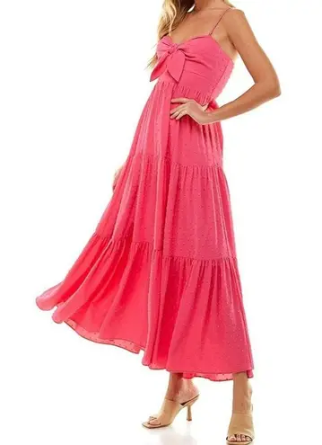 TCEC  Tiered Tie Front Maxi Dress Fuschia Pink Size Medium NWT