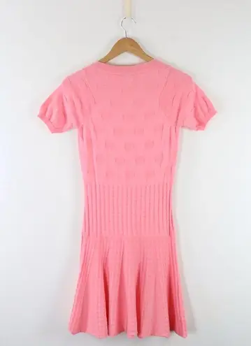 See By Chloe  Jacquard Bubble Scoop Neck Short Sleeve Sweater Dress