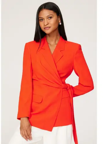 BOSS Women's Orange Red Tie Wasit Collared Jawana Blazer Jacket Size US 0