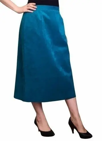 Vintage Lilli Ann Turquoise Ultrasuede ILGWU Union Made Midi Skirt NWT Blue Size 10