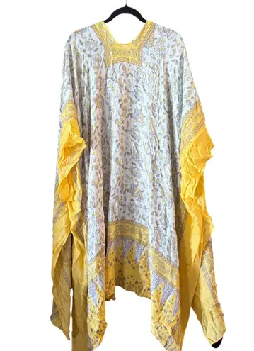 Boho Scarf Yellow Gray Floral Print Lightweight Shawl Wrap