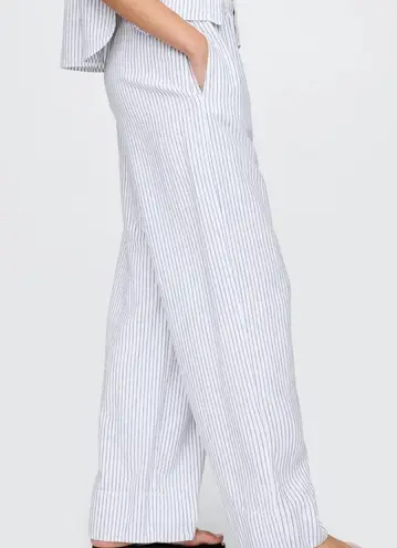 Gap  Linen-Blend Easy Wide-leg Hem pajama lounge Pants blue stripe Medium TALL thumbnail 1