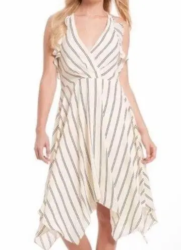 H by Halston Halter Handkerchief Summer dress Chalk/Black stripes size 4
